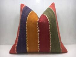 Vintage Turkish Kilim Pillow Cover, 20x20 Sofa Cushion - thumbnail 1