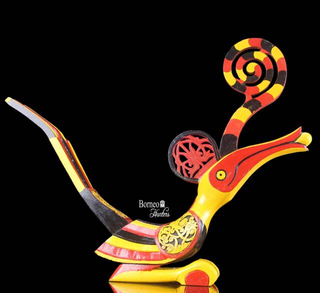 Borneo Hornbill Bird Sculpture Tribal Iban Kenyalang Effigy - image 1