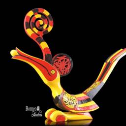 Borneo Hornbill Bird Sculpture Tribal Iban Kenyalang Effigy - thumbnail 2