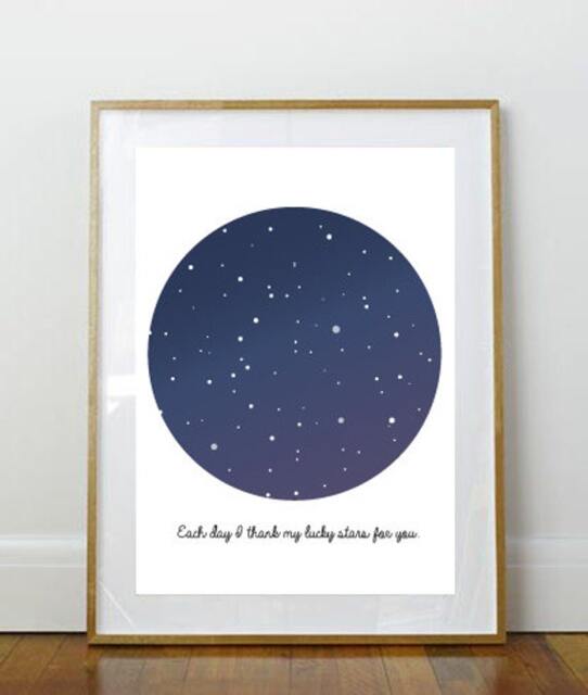 Each Day I Thank My Lucky Stars For You Print // Star Print Space Nursery Home Decor Wall Art Child
