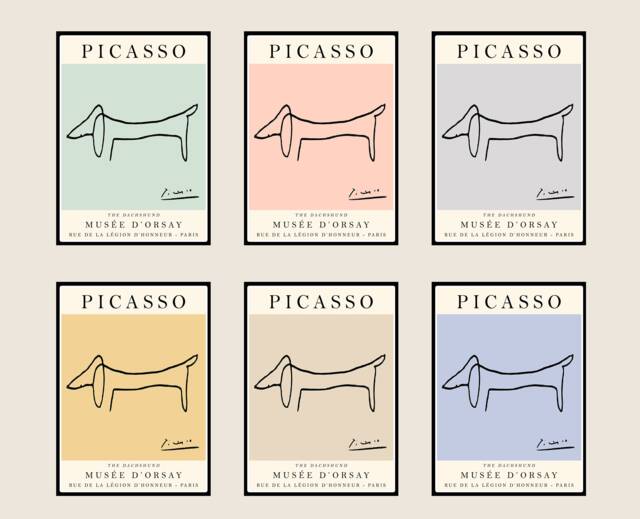 Picasso Poster Line Art Posters, The Dachshund, Choose A Colour, Gallery Quality Art, Vintage Minimalist Poster, Print, Ideal Gift - image 1