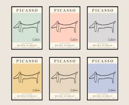 Picasso Poster Line Art Posters, The Dachshund, Choose A Colour, Gallery Quality Art, Vintage Minimalist Poster, Print, Ideal Gift - thumbnail 1