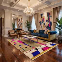 Handmade Moroccan Rug - Tan Pink Tribal Wool Carpet Abstract Geometric Boho Area - thumbnail 1