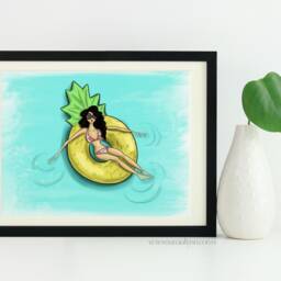 Pineapple Pool Floaty Fashion Illustration - Summer Art Print - thumbnail 2