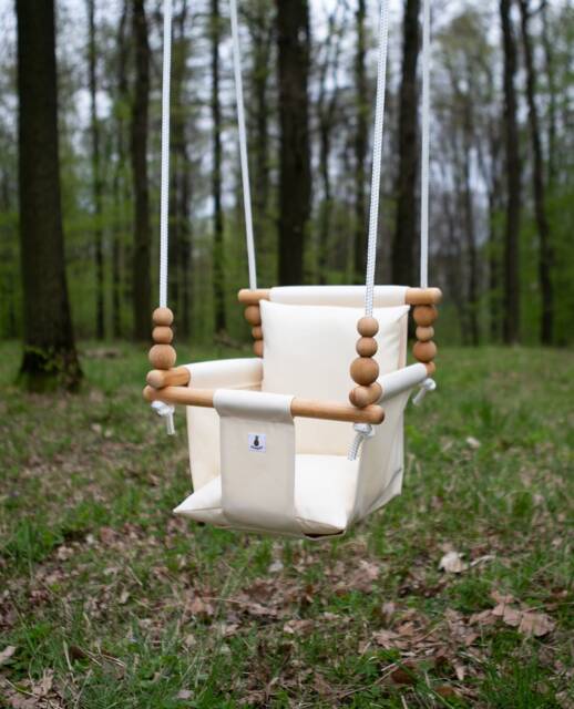 Baby Swing, Schaukel, Indoor Outdoor, Kinderschaukel, Balan??oire, Fabric High Back Babygift, Birthday Gift, Handmade Toy Beige - image 1