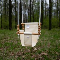 Baby Swing, Schaukel, Indoor Outdoor, Kinderschaukel, Balan??oire, Fabric High Back Babygift, Birthday Gift, Handmade Toy Beige - thumbnail 3