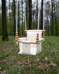 Baby Swing, Schaukel, Indoor Outdoor, Kinderschaukel, Balan??oire, Fabric High Back Babygift, Birthday Gift, Handmade Toy Beige - thumbnail 1