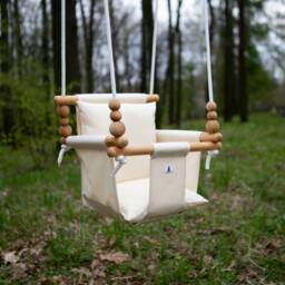 Baby Swing, Schaukel, Indoor Outdoor, Kinderschaukel, Balan??oire, Fabric High Back Babygift, Birthday Gift, Handmade Toy Beige - thumbnail 2