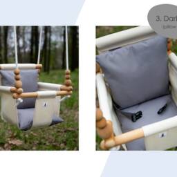 Baby Swing, Schaukel, Indoor Outdoor, Kinderschaukel, Balan??oire, Fabric High Back Babygift, Birthday Gift, Handmade Toy Beige - thumbnail 4