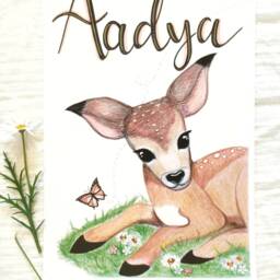 Baby Deer Custom Name Print, Woodland Nursery Persinalised, Girls Room Decor, Animals - thumbnail 2