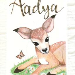Baby Deer Custom Name Print, Woodland Nursery Persinalised, Girls Room Decor, Animals - thumbnail 3