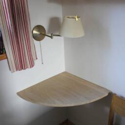 Small Folding Corner Desk, Wall Mounted Wooden Bedside Table, Space Saving, - Handmade - thumbnail 2