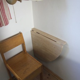 Small Folding Corner Desk, Wall Mounted Wooden Bedside Table, Space Saving, - Handmade - thumbnail 3