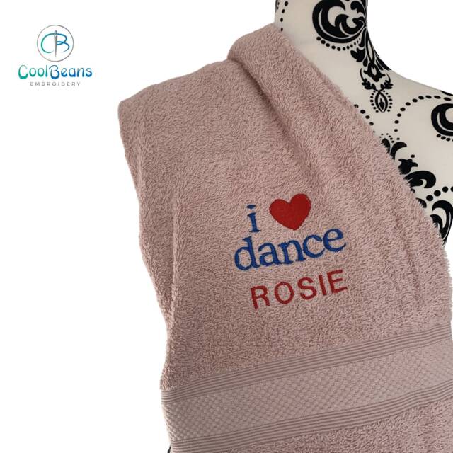 I Love Dance Towels - Personalised Face Cloth/Hand Towel Bath = Dance