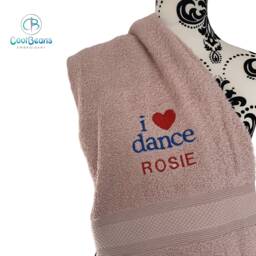 I Love Dance Towels - Personalised Face Cloth/Hand Towel Bath = Dance
