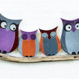 Bird Family Wall Art, Birds Decor, Owl Family Gift, Ceramic Family, Wall Hanging Owls - thumbnail 2
