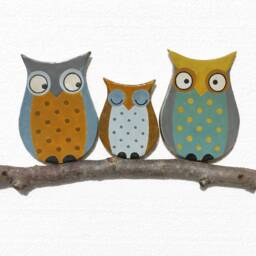 Bird Family Wall Art, Birds Decor, Owl Family Gift, Ceramic Family, Wall Hanging Owls - thumbnail 3
