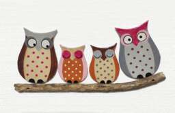 Bird Family Wall Art, Birds Decor, Owl Family Gift, Ceramic Family, Wall Hanging Owls - thumbnail 1