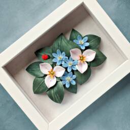 Woodland Spring Flowers Decor - White Trillium, Blue Anemone, Ladybug Wall Art Mother's Day Gift 3D Paper Quilling Nursery - thumbnail 1