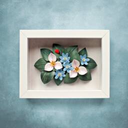Woodland Spring Flowers Decor - White Trillium, Blue Anemone, Ladybug Wall Art Mother's Day Gift 3D Paper Quilling Nursery - thumbnail 2