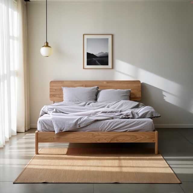 Norwich Oak Wood Bed Frame Scandinavian Minimalist Loft & Modern Bedroom - image 1