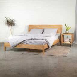 Norwich Oak Wood Bed Frame Scandinavian Minimalist Loft & Modern Bedroom - thumbnail 2