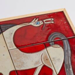 Hand-Painted White Horse Ceramic Tile Wall Art, Framed Equestrian Decor - thumbnail 3
