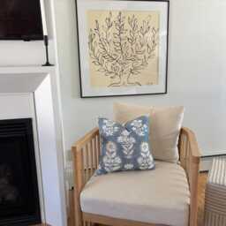 Designer Watery Blue Off White Floral Boho Modern Pillow Cover Artisan Large Scale Many Sizes Like Hand Dyed Batik Country Coastal Scandi - thumbnail 3
