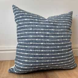 Designer Watery Blue Off White Floral Boho Modern Pillow Cover Artisan Large Scale Many Sizes Like Hand Dyed Batik Country Coastal Scandi - thumbnail 4