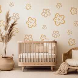 Flower Wall Stickers Neutral Nursery Decor Daisy Decals Floral Art Kids Bedroom - thumbnail 3