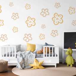 Flower Wall Stickers Neutral Nursery Decor Daisy Decals Floral Art Kids Bedroom - thumbnail 2