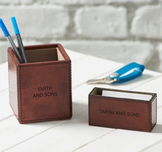 Personalised Leather Desk Set Mini Two Colours - image 1