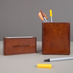 Personalised Leather Desk Set Mini Two Colours - thumbnail 3