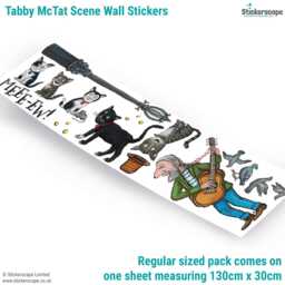 Tabby Mctat Wall Stickers - Large Cat Scene With Fred The Busker, Cats & Pigeons Julia Donaldson Nursery Child's Bedroom Art - thumbnail 3