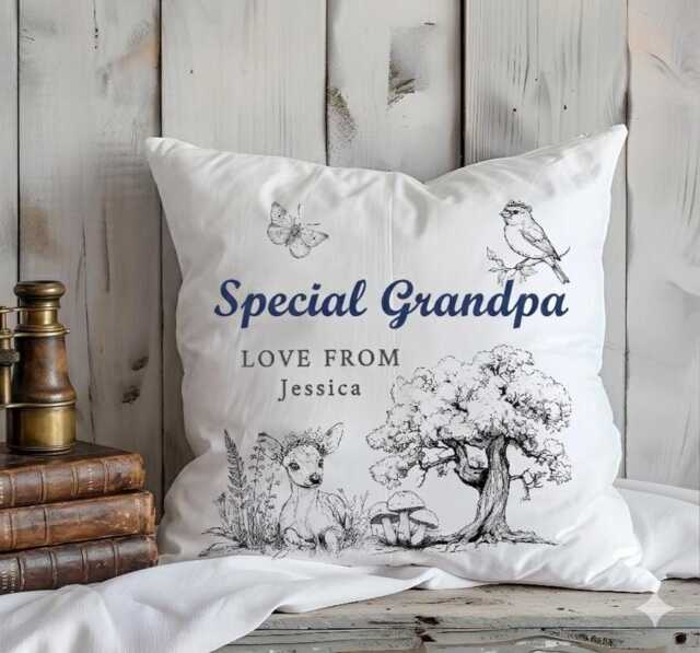 Personalised Grandparents Cushion Gift Custom Name Pillow For Grandma & Grandpa Forest Nature Keepsake - image 1