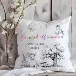 Personalised Grandparents Cushion Gift Custom Name Pillow For Grandma & Grandpa Forest Nature Keepsake - thumbnail 2