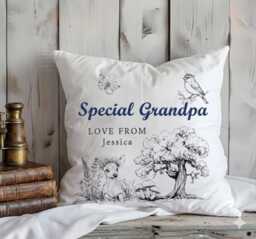 Personalised Grandparents Cushion Gift Custom Name Pillow For Grandma & Grandpa Forest Nature Keepsake