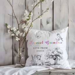 Personalised Grandparents Cushion Gift Custom Name Pillow For Grandma & Grandpa Forest Nature Keepsake - thumbnail 3