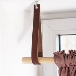 Natural Leather Curtain Rod Holder, Holders Leather, Leather Ceiling Strap, Window Treatment, Vorhang Halter - thumbnail 3
