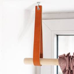 Natural Leather Curtain Rod Holder, Holders Leather, Leather Ceiling Strap, Window Treatment, Vorhang Halter - thumbnail 2