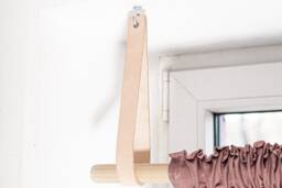 Natural Leather Curtain Rod Holder, Holders Leather, Leather Ceiling Strap, Window Treatment, Vorhang Halter - thumbnail 1