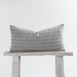 Gray Striped Lumbar Pillow Cover, Cotton Bamboo Blend, Farmhouse Cushion