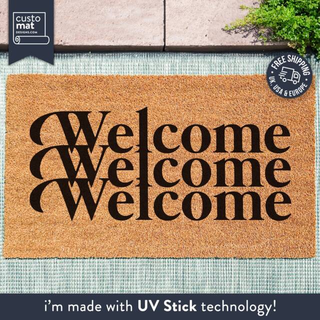 stacked Retro Welcome Doormat - Door Mat New Home Gift Front Decor - image 1