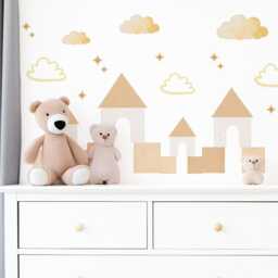 Neutral Castle Wall Decals Boho Nursery Stickers Sandcastle Decor Beige Kids Room Peel & Stick - thumbnail 3