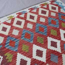5x6'5 Ft Kilim Rug, Geometric Afghan Flatweave Boho Wool Handmade Oriental Tribal Turkmen Bedroom, Office Rug - thumbnail 3
