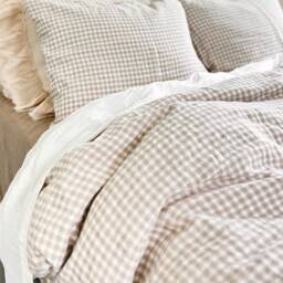 Natural Gingham Comforter/Duvet Cover Linen Bedding Set All Sizes Duvet Cover Queen With 2 Pillowcases Quilt - thumbnail 3