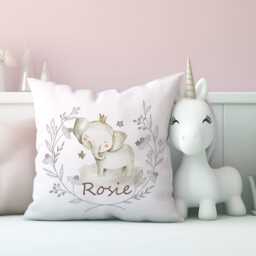 Personalised Safari Elephant Lion Design Cushion Kids Jungle Nursery Bedroom Item - thumbnail 4