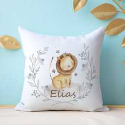 Personalised Safari Elephant Lion Design Cushion Kids Jungle Nursery Bedroom Item - thumbnail 2