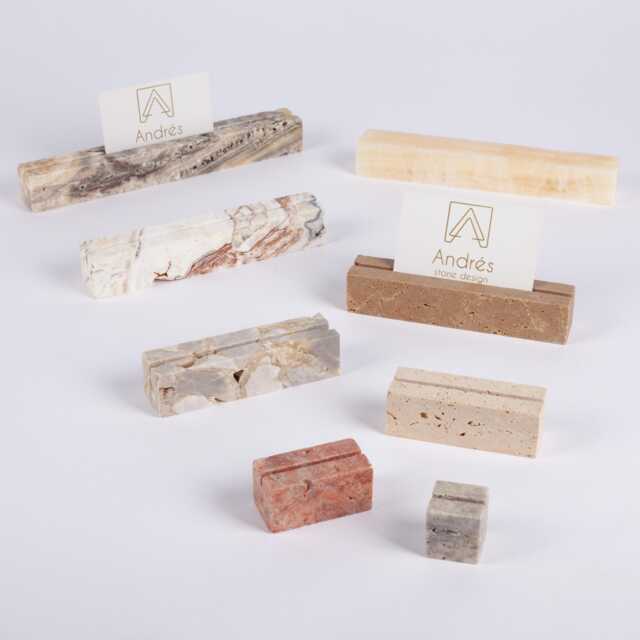 Travertine Card Holder, Marble Menu Jewelry Display, Name Tag Wedding Bar Sign, Stone Place Holders - image 1