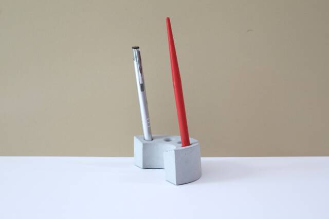Handmade Concrete Pen Holder Minimalist Desk Organizer - image 1